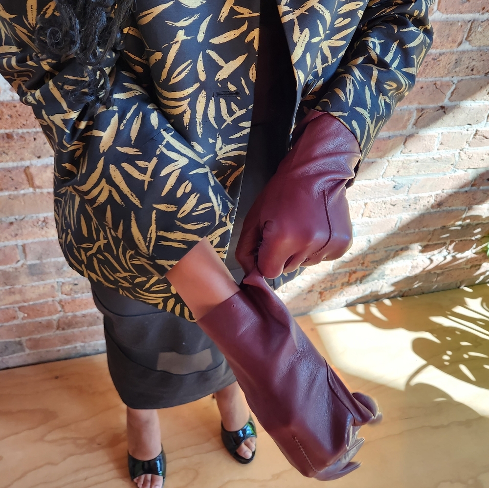Leather WINTER GLOVES Maroon